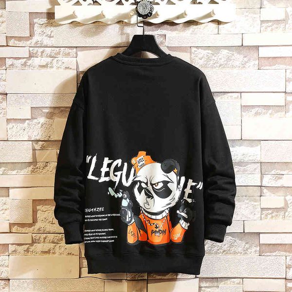 

women's hoodies & sweatshirts men kongfu printed angel funny new men's hooded man fashion casual pullovers kni5, Black
