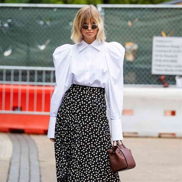 

vintage puff sleeve white office ladies blouse shirts women long elegant streetwear autumn 210427
