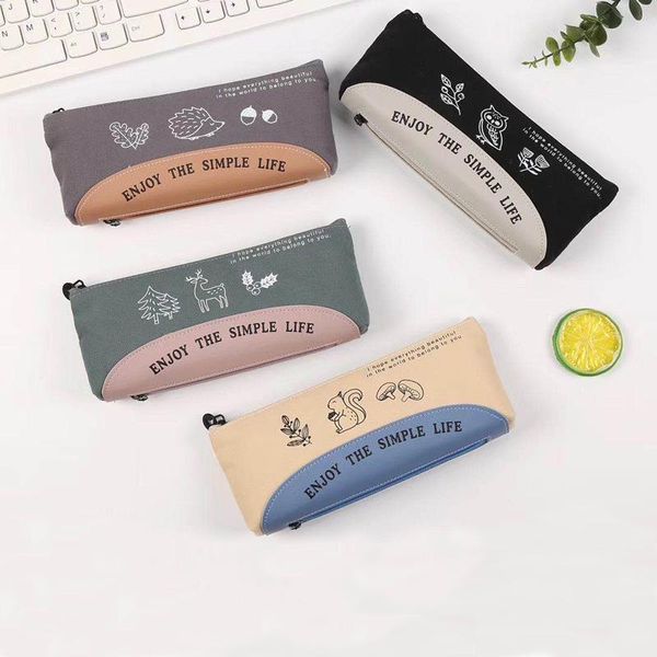 

pencil bags 1pcs canvas case student stationery storage cartoon bag novelty cute pen zipper pouch
