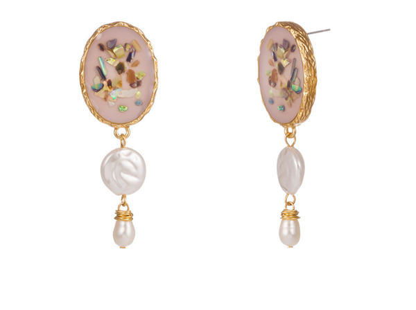 

dangle & chandelier 2021 european and american wowen colorful broken shell retro romantic handmade natural pearl earrings, Silver