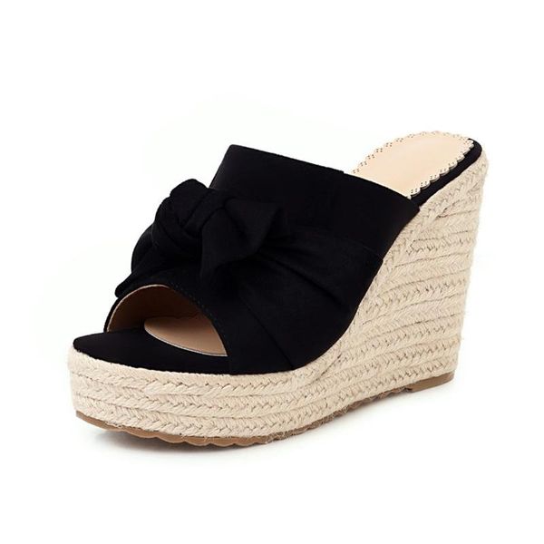 

slippers women's shoes 2021 summer casual platform sandals high heel ladies wedge fashion open toe roman, Black