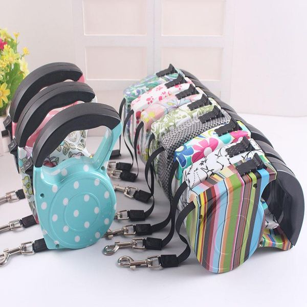 

dog leash retractable fashion floral puppy traction rope 11 color nylon walking for small medium doggy cat pet supplies collars & leashes