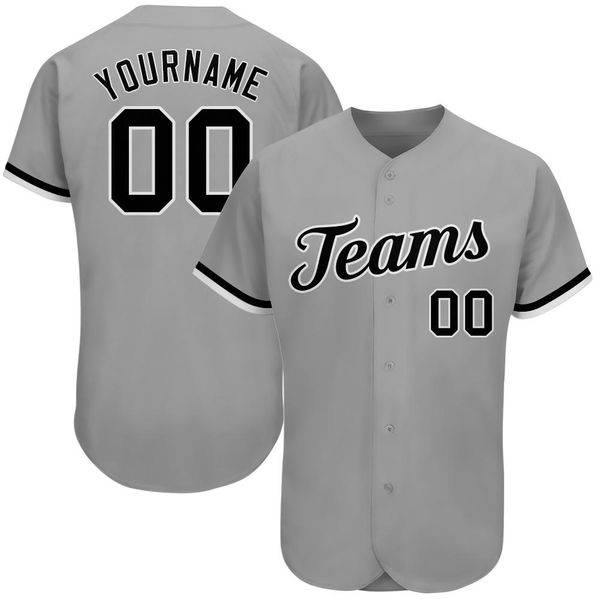 

custom gray black-white authentic baseball jersey, Blue;black