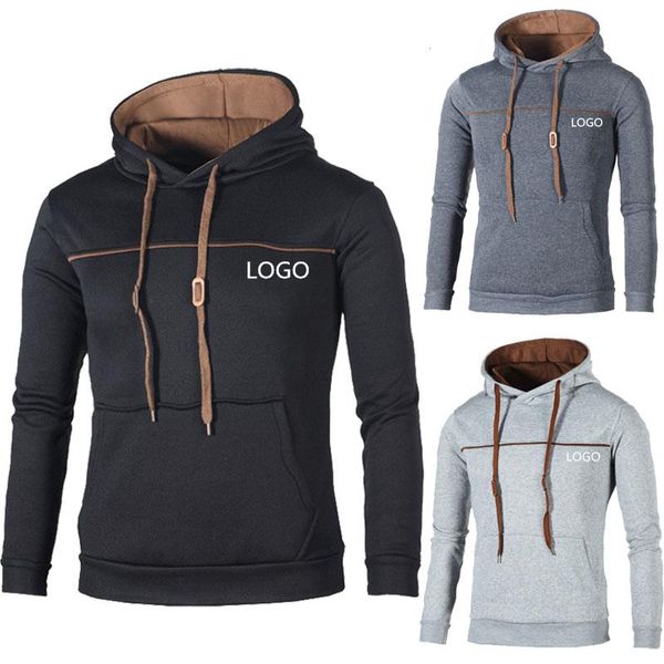 

men's hoodies & sweatshirts spring autumn sweatshirt can custom logo printing fashion the casual mens hoodie cotton, Black