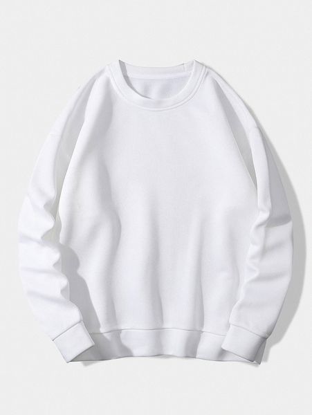 

solid drop shoulder sweatshirt f2ye#, White;black