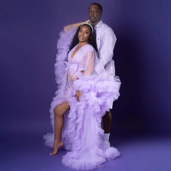 

lavender maternity tulle dresses sleepwear pregnant lady pgraphy anniversary formal evening party robes p shoot ball gown robe, White