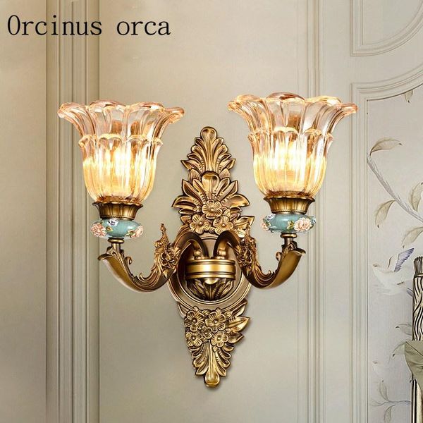 

wall lamp european luxury crystal living room hallway bedroom bedside american retro alloy led
