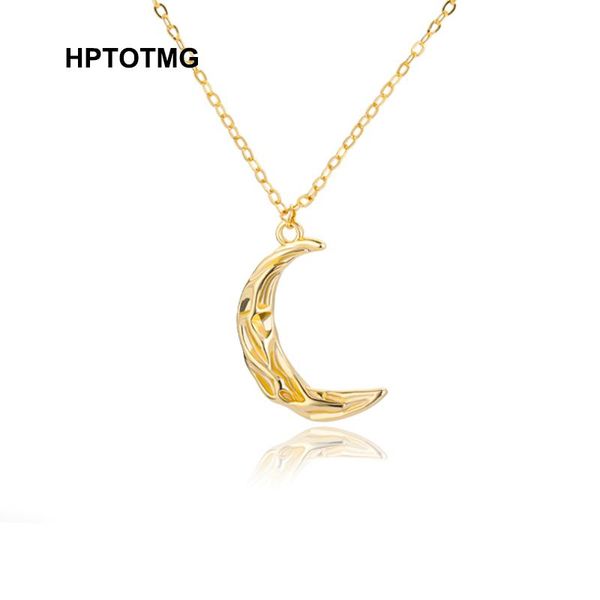 

chains silver plated irregular lava crescent moon necklace for women clavicle chain pendant necklaces party jewelry collares para mujer