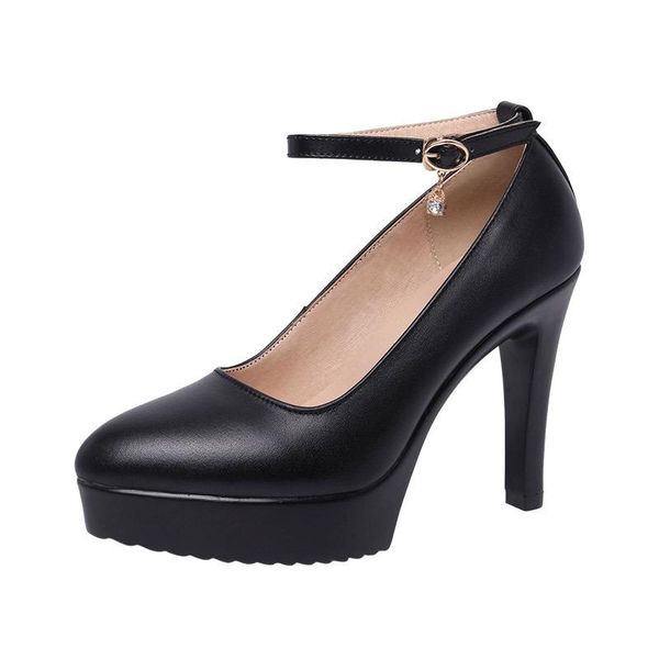 

dress shoes small plus size 32-43 ankle buckle platform pumps women wedding 2021 spring fall elegant high heels office, Black