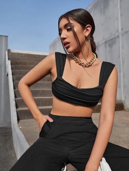 

solid crop cami n56f#, White