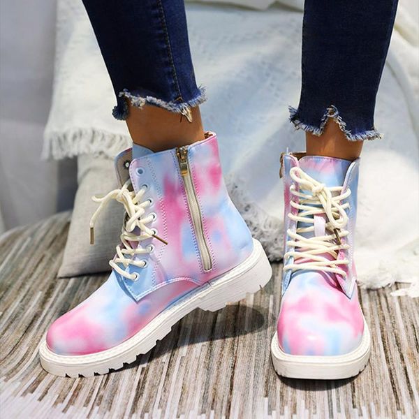 

boots women's autumn 2021 colorful colors pu ladies ankle boot winter fashion female footwear british style casual shoes, Black