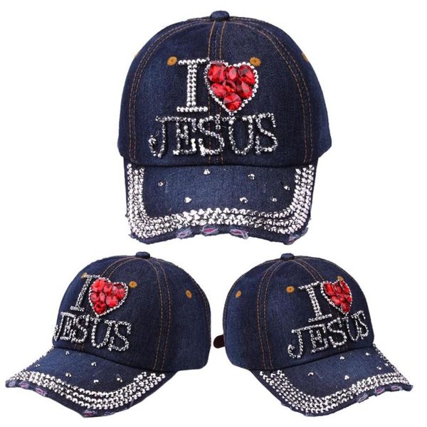 

wide brim hats bling baseball cap letter denim breathable rhinestone distressed hat adjustable #yj, Blue;gray