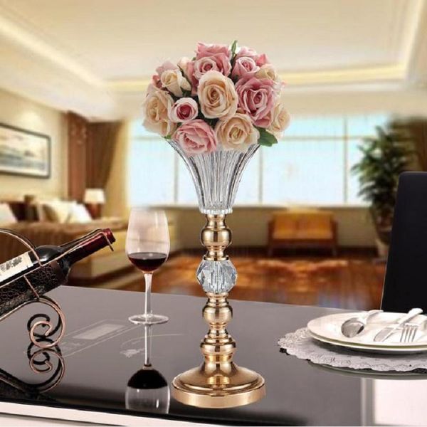 

candle holders gold tablevase metal flower 40/52cm table centerpiece for mariage flowers holder wedding decoration