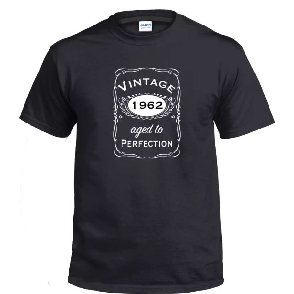 

vintage aged to perfection 1962 60s birthday gift whiskey gift cotton t-shirt, White;black
