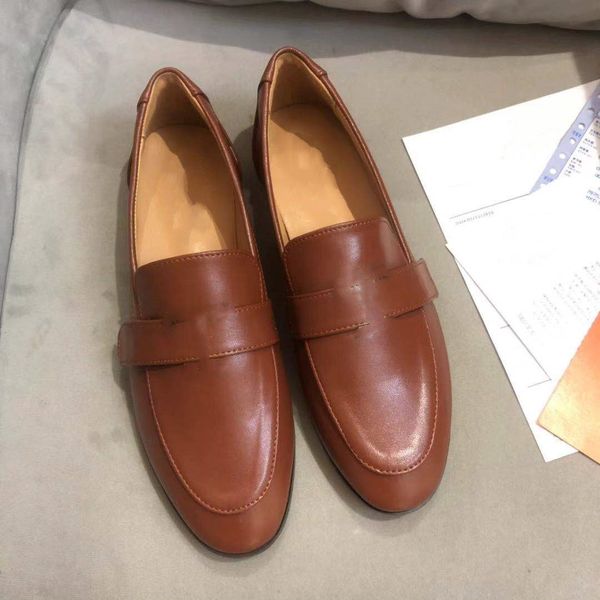 

spring and summer new british style retro flat-bottomed lazy sandals pedal loafers casual small leather single shoes women 01, Black