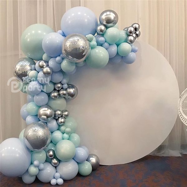 

macaron blue mint pastel balloons garland arch kit sliver 101pcs diy birthday wedding baby shower new year party globos decorati