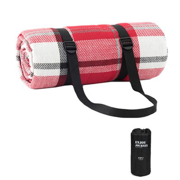 

outdoor pads picnic blanket with storage bag & handle waterproof rectangular square foldable beach tote mat for camping
