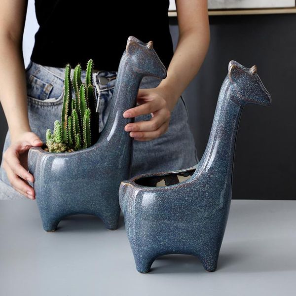 

vases ceramics flower pot creative cute giraffe succulent ceramic planter potted vase with drainage holes