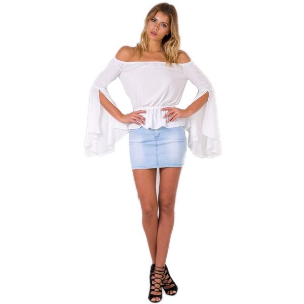 

women's blouses & shirts fashion off shoulder blouse shirt women sweet boat neck elegant long sleeve white cute for
