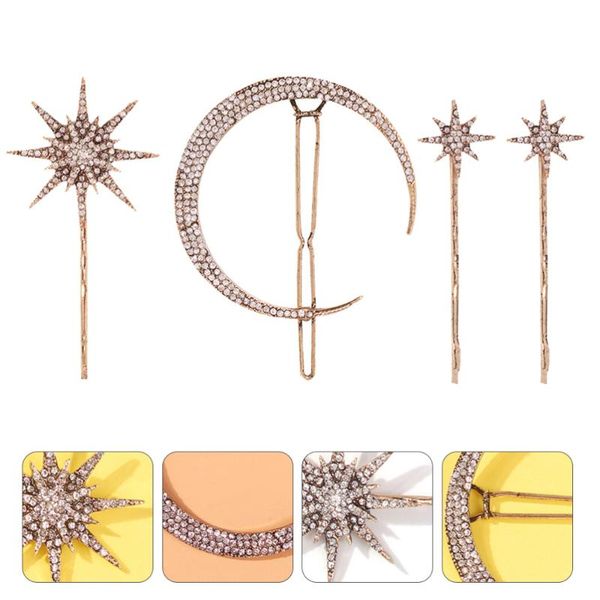 

hair clips 4pcs fashion rhinestone hairpins moon star metal alloy pin