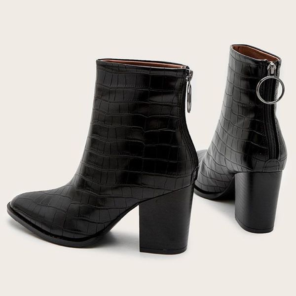 

boots women's 2021 fashion short thick heel mid-heel autumn and winter, Black