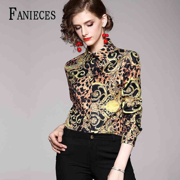 

women and blouses high-quality runway shirt ropa mujer long sleeve shirts print vintage blusa feminina 210520, White
