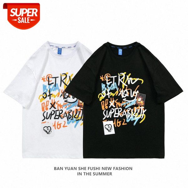

sakahara company harajuku style couple t-shirt short-sleeved male hip-hop street american personality in the sleeve fir #l23a, White;black