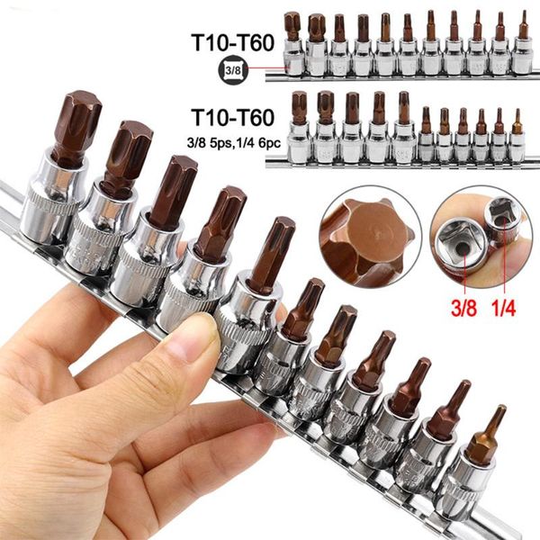 

professional hand tool sets 11pcs 1/4'' 3/8'' hex plum-shaped s2 socket bit wrench bits car tools set for household auto