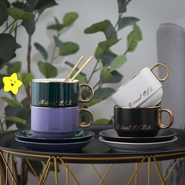 

mugs ceramic coffee cup dish spoon european luxury simple family afternoon tea elegant set gift