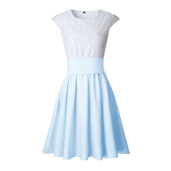 

lace women cute girls summer ladies sleeveless party skater dresses womens casual a-line mini dress, Black;gray