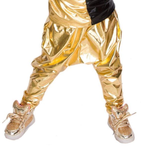 Pantaloni Heroprose 2021 Personalità Oro Cavallo grande Costumi per spettacoli teatrali Pantaloni skinny Hip Hop Harem per bambini