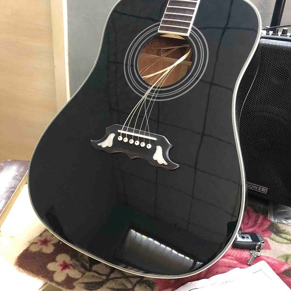 

custom grand elvpresey acoustic guitar in black color