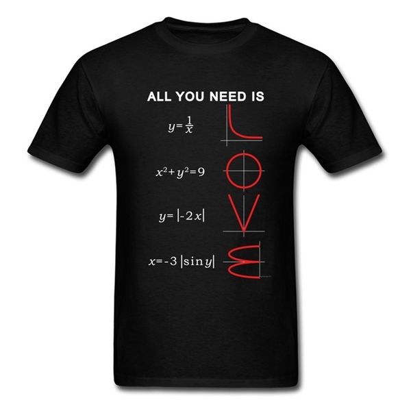 Erkek Tişörtler Geometrik Cebir Grafik Tshirts A LL İhtiyaç duyduğunuz ll Aşk Matematik Bilimi Sorunu Siyah Moda Teeshirt 210714