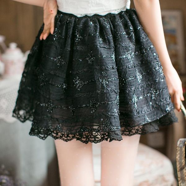 

skirts keqi candy rain 2021 summer fashion skirt womens hollow-out fluffy swing ladies black ball gown c22ab7069