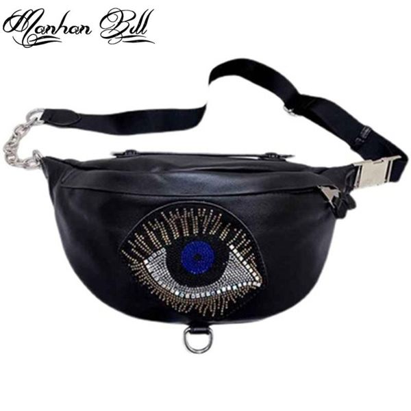

rhinestone pu chest bag ladies cross body nylon with cowhide personalized fashion shoulder dumpling 31273 waist bags