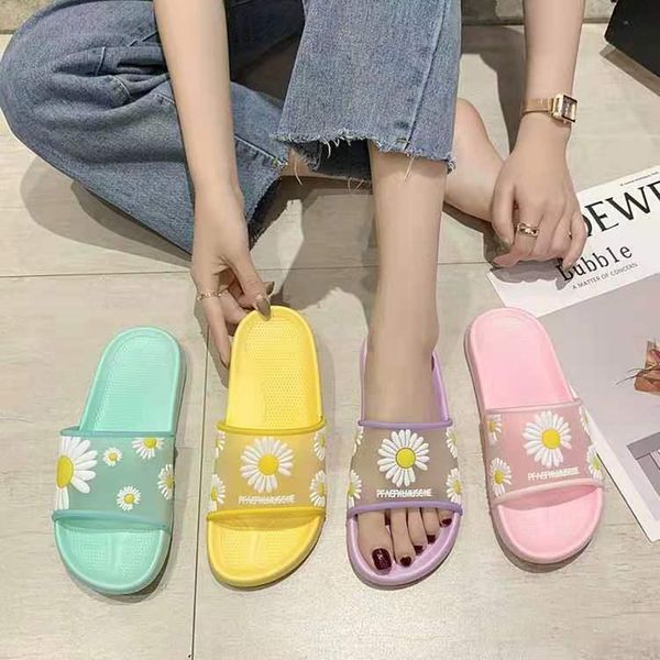

summer women's slippers flower transparent flip flops female sandals breathable non-slip wear-resistant shoes waterproof flats, Black