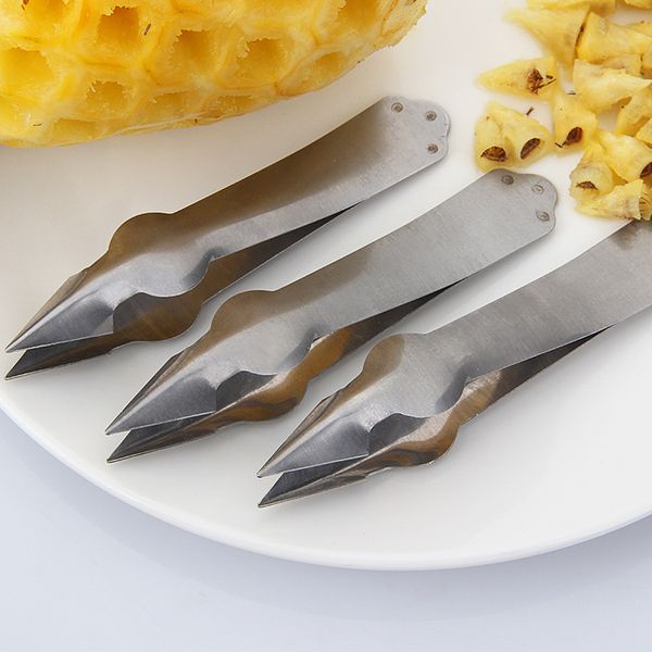 Pelapatate per coltelli in acciaio inossidabile con clip per ananas Pelapatate per fragole Strumenti per aprire gli occhi a forma di V