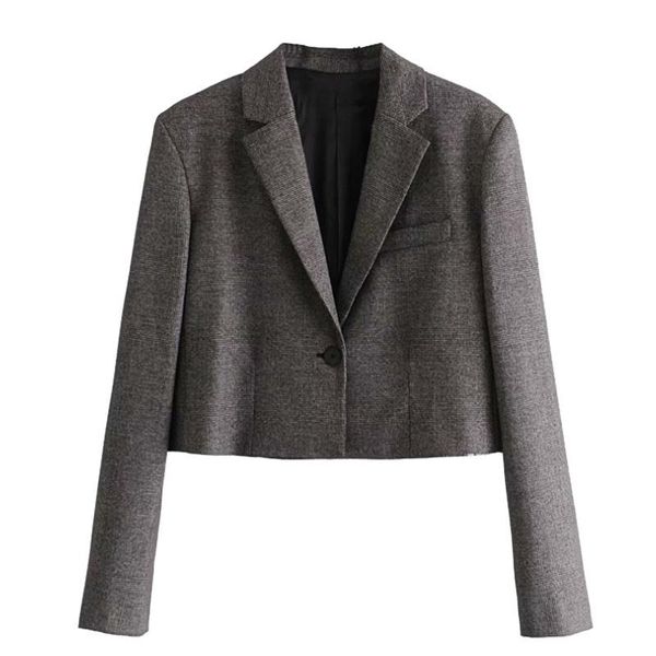 

women's suits & blazers zhenbaili spring autumn latest plaid short casual suit blazer college style gray woman jacket office lady women, White;black