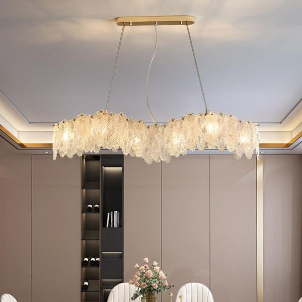 

pendant lamps dining room wave gold led lights modern glass hanging lamp e14 metal suspend art indoor lighting fixtures