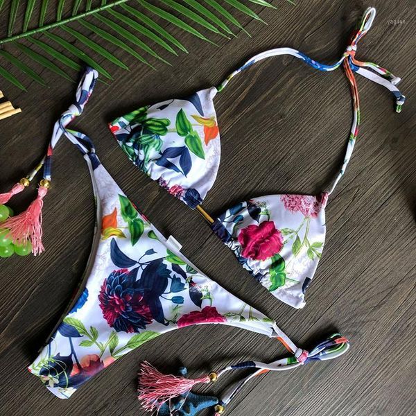 

swimsuit two-piece printed bikini female women's swimwear, White;black