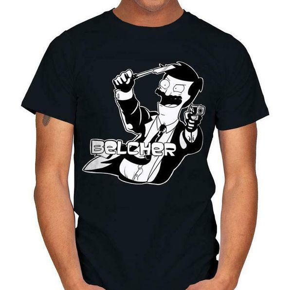 

r1 bob's burger bob belcher in sterling archer style parody black t-shirt s-6xl, White;black