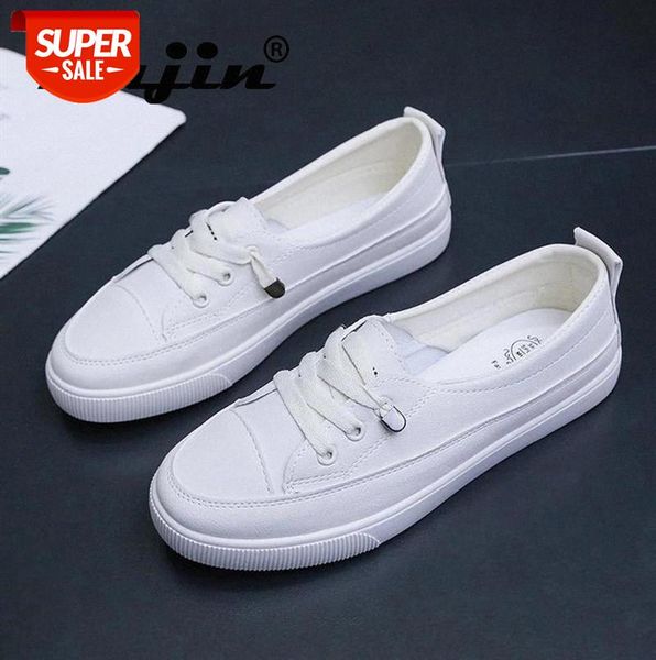 

fujin durable2021 low platform sneakers women shoes female pu leather walking loafers white flat slip on vacation #fa4g