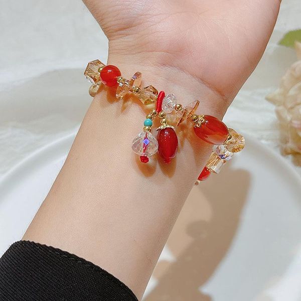 

bangle retro crystal ethnic style natural stone bracelets women jewelry, Black