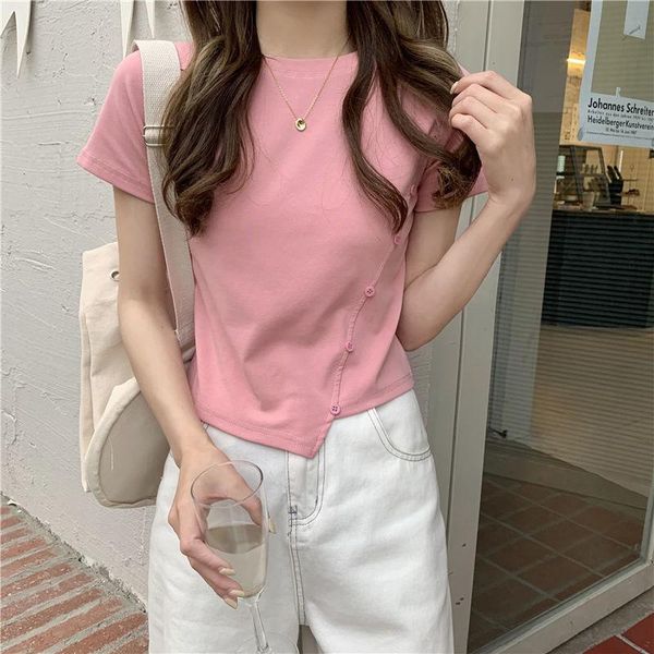 

women's t-shirt short sleeve students slim and irregular in 2021 summer, White