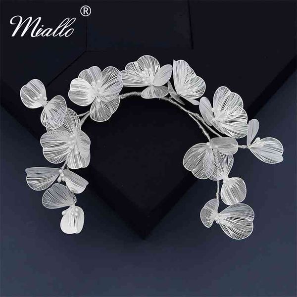 Miallo Fascia per capelli da sposa Fiore Perla Accessori per capelli per gioielli da donna Festa Copricapo da sposa Regalo da damigella d'onore 210707