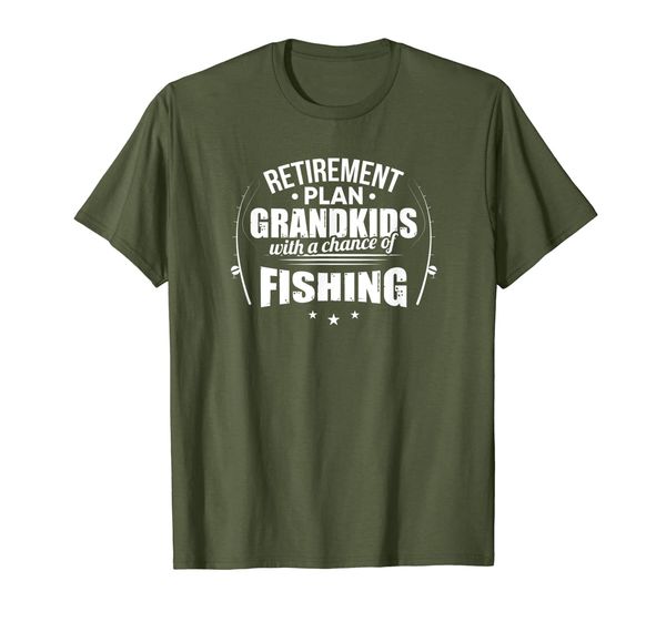 

retirement plan grandkids with a chance of fishing t-shirt, White;black