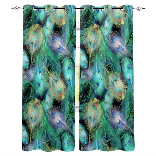 

curtain & drapes green peacock feathers room curtains large window kitchen kids valance draperies girls cafe boys