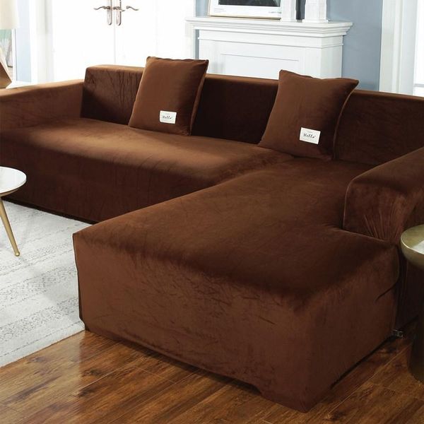 

chair covers pure color plush sofa for living room stretch velvet corner armchair elastic cushion couch cover slipcover