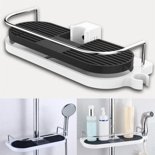 

stainless steel bathroom shelf shower storage rack holder shampoo bath towel tray home shelves single tier accessory set