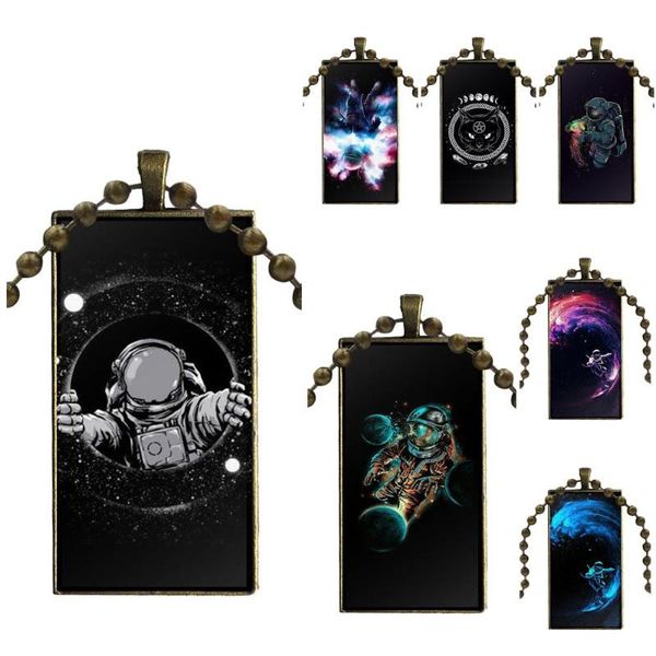 

space walk cute cats astronaut for women men brand bronze color jewelry fashion statement necklace glass necklaces pendants pendant, Silver